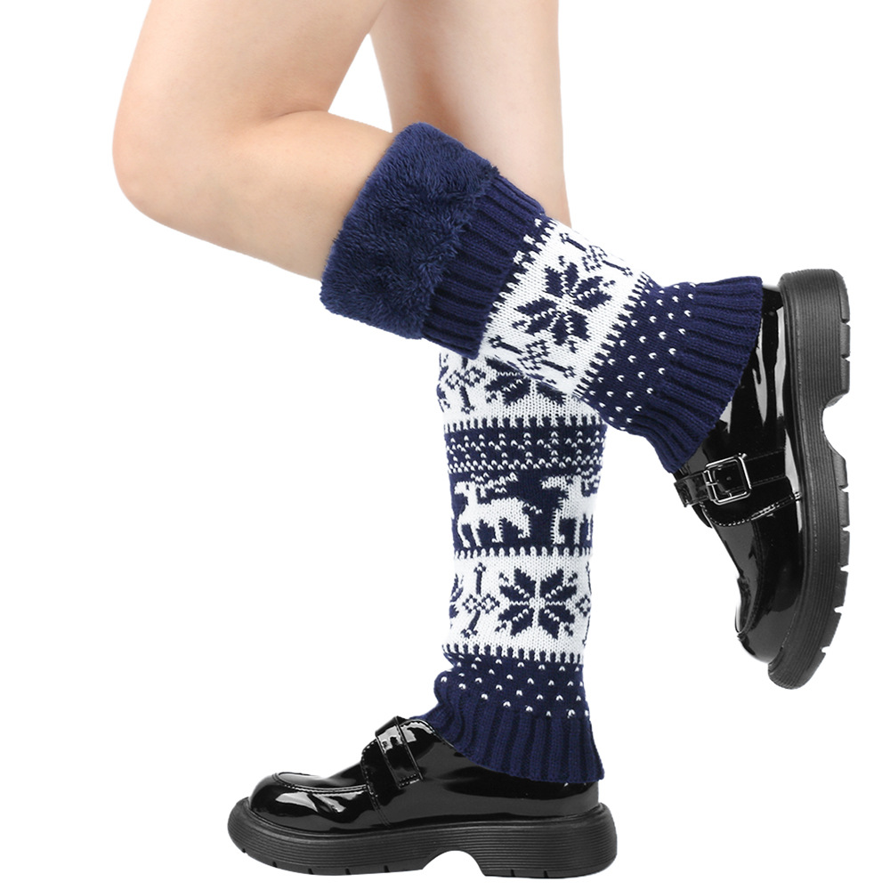 Knit Thicken Boot Socks Thermal Wool Knitted Deer Pattern Female Leg Warmer